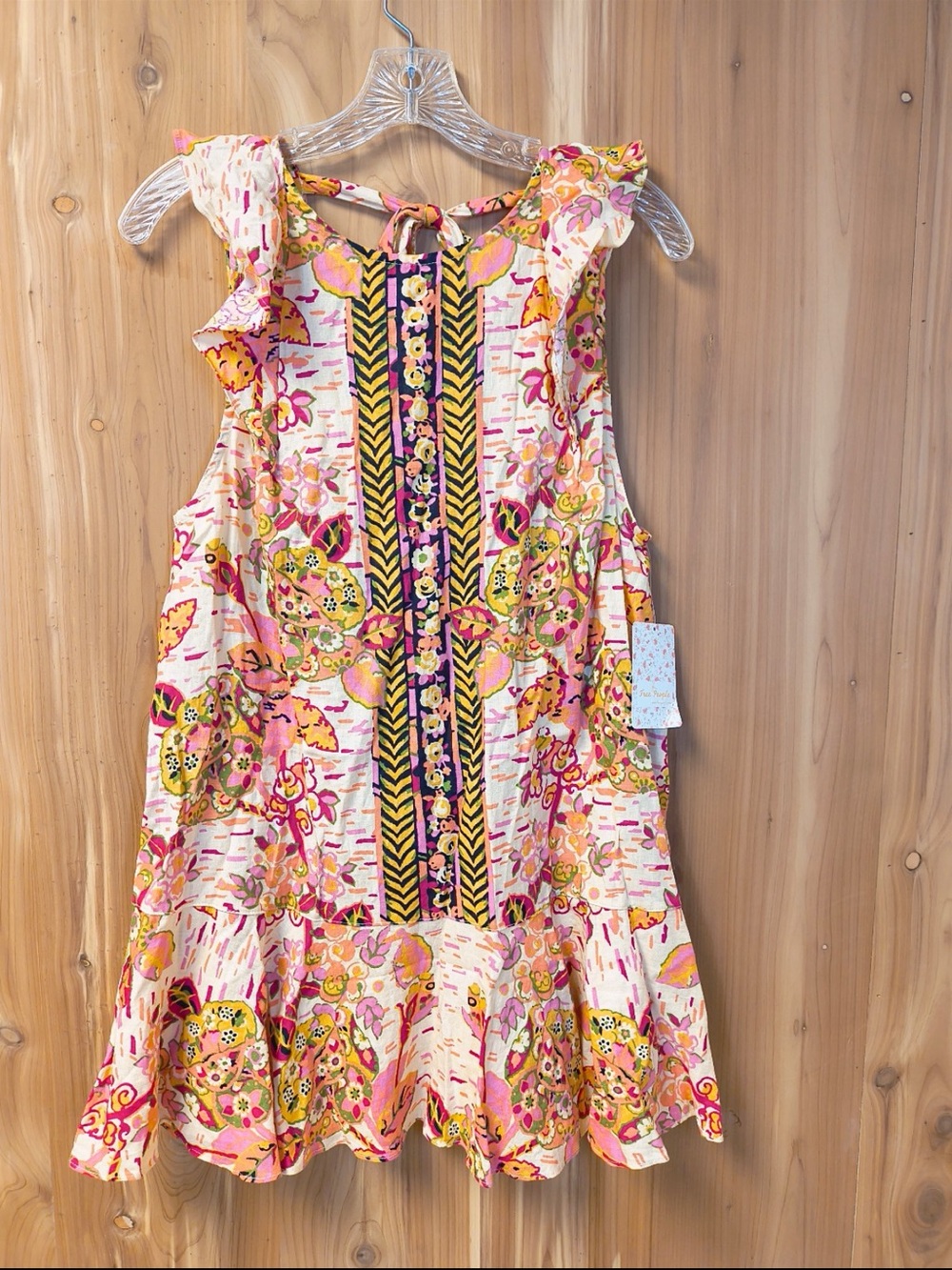 Free People Pink and Yellow Floral Mini Dress